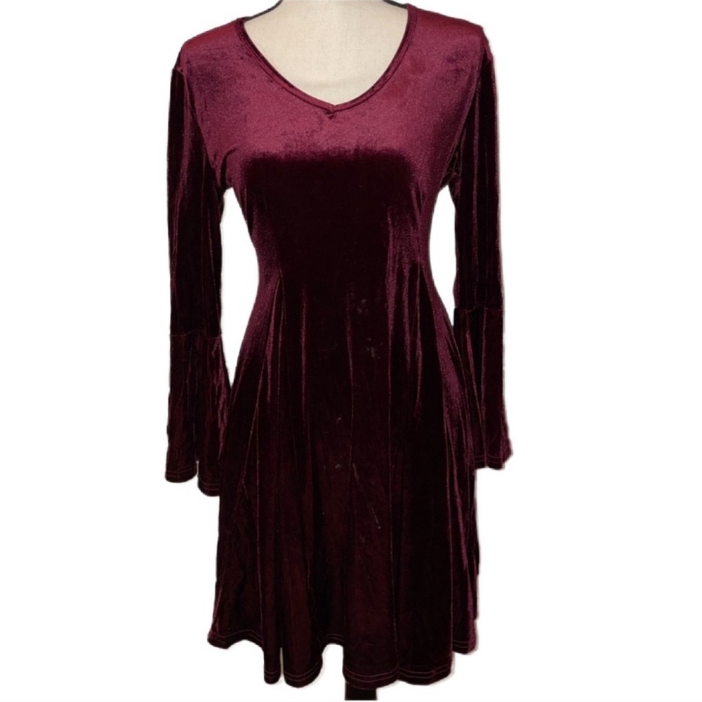 She + Sky Deep Burgundy Velvet Dress